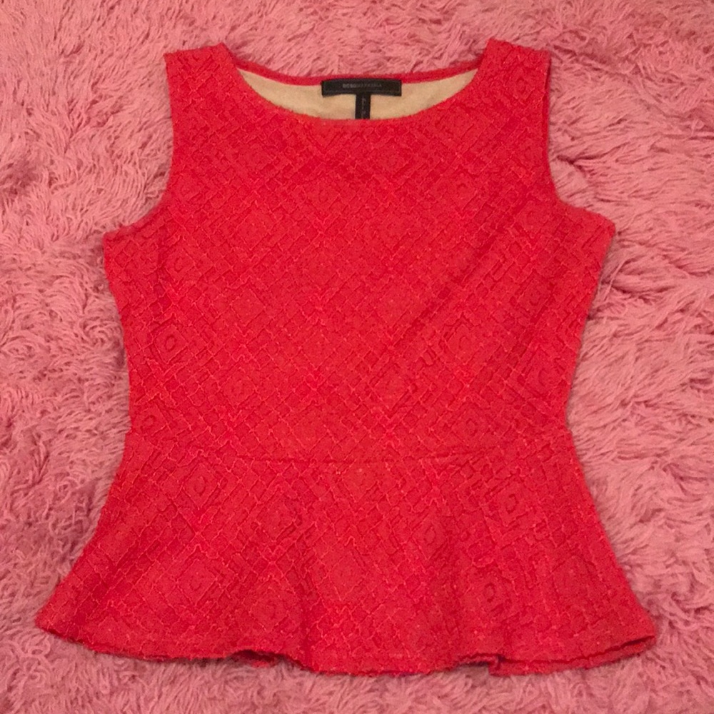 Red textured peplum top